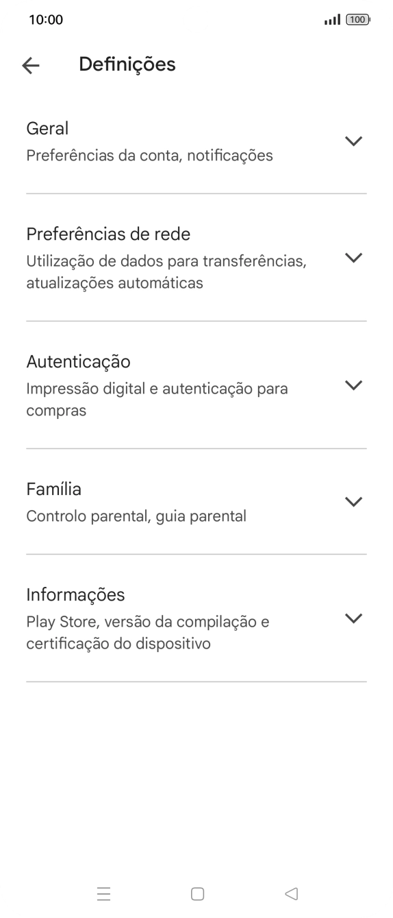 Prima Preferências de rede.