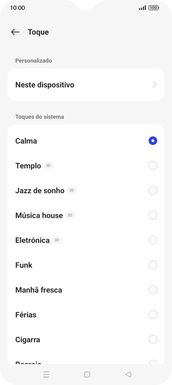 Prima os tons de toque pretendidos para os ouvir.