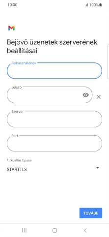 Kattints a „Szerver” alatti mezőre, és írd be az e-mail szolgáltatód bejövő szerverének a nevét.
