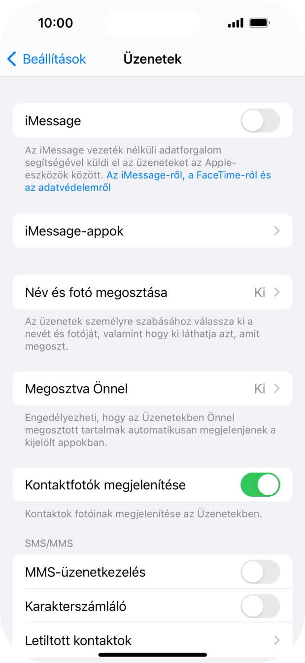 Kattints az „MMS-üzenetkezelés” melletti csúszkára a funkció bekapcsolásához.