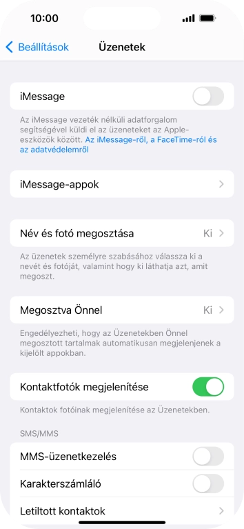 Kattints az „MMS-üzenetkezelés” melletti csúszkára a funkció bekapcsolásához.