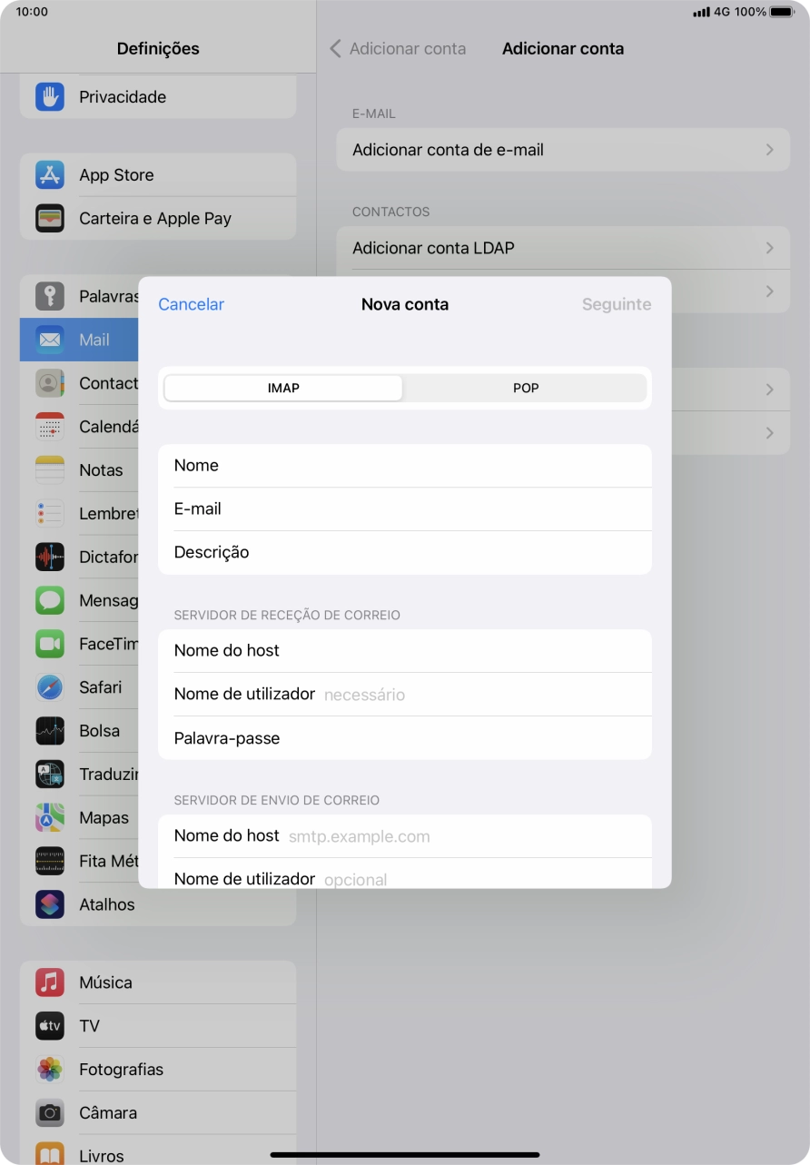 Prima Nome de utilizador e introduza o nome de utilizador da sua conta de e-mail.