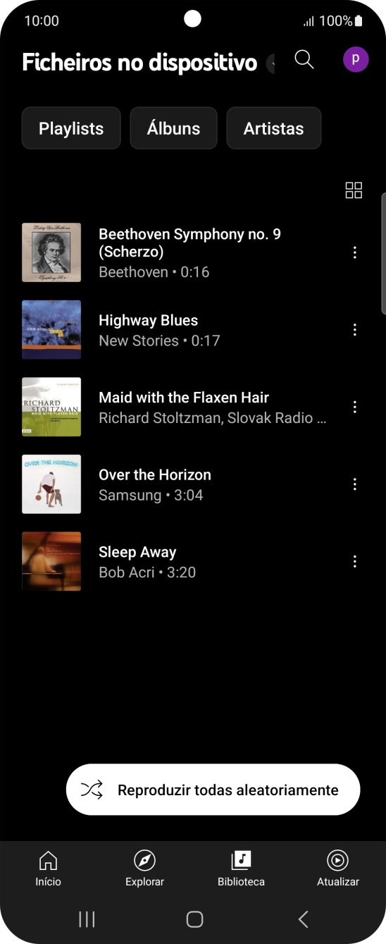 Prima o ficheiro de música pretendido.