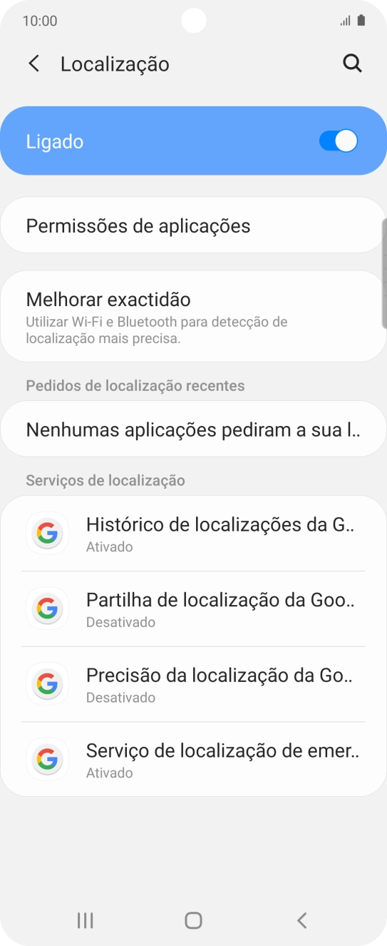 Prima Permissões de aplicações.