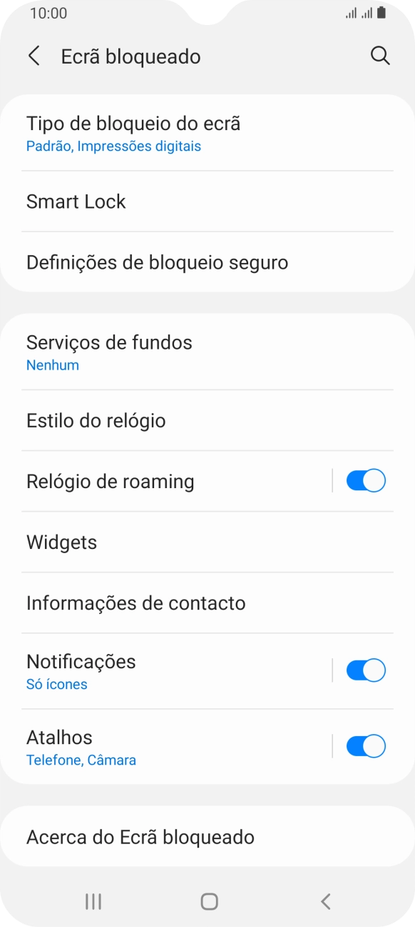 Prima Tipo de bloqueio do ecrã e introduza o código adicional de bloqueio do telefone que criou anteriormente.