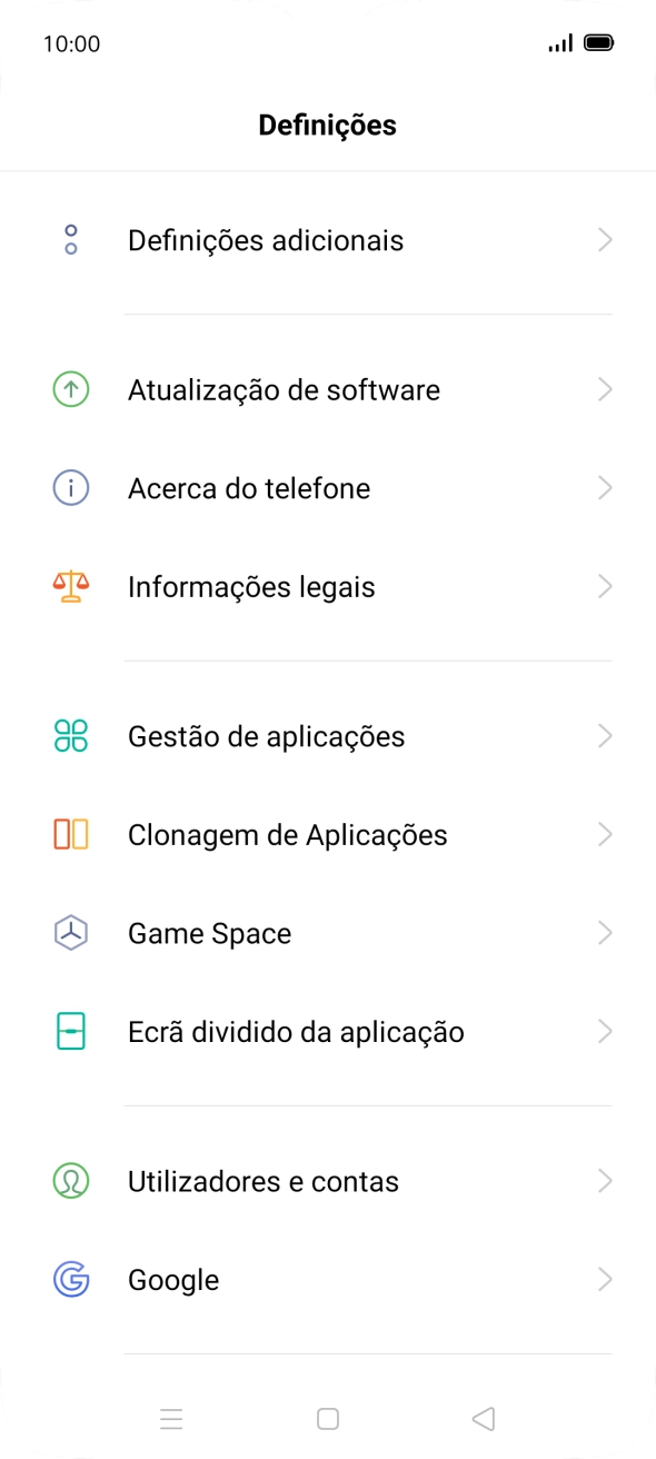 Prima Atualização de software. Se existir uma nova versão de software disponível, será agora indicado no ecrã. Siga as indicações no ecrã para atualizar o software do telefone.