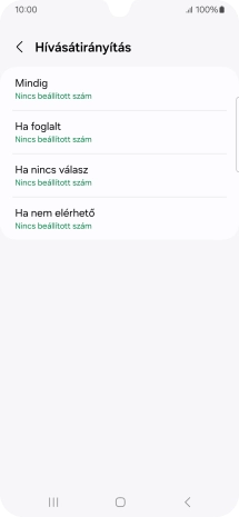 Kattints a kívánt hívásátirányítás-típusra.