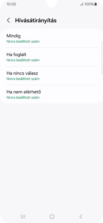 Kattints a kívánt hívásátirányítás-típusra.