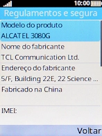 O código IMEI é mostrado no ecrã.