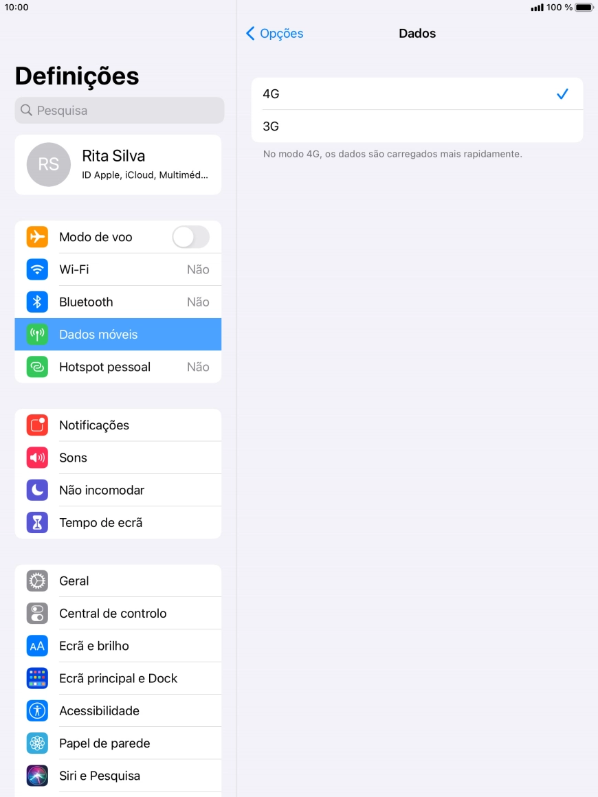 Prima o tipo de rede pretendido.