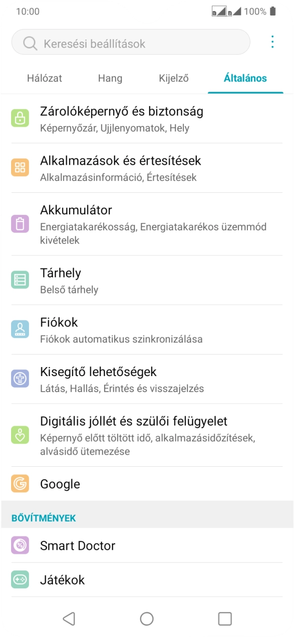 Válaszd a Fiókok lehetőséget.