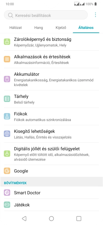 Válaszd a Fiókok lehetőséget.