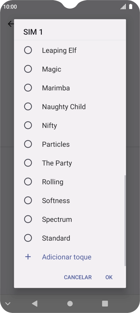 Prima os tons de toque pretendidos para os ouvir.