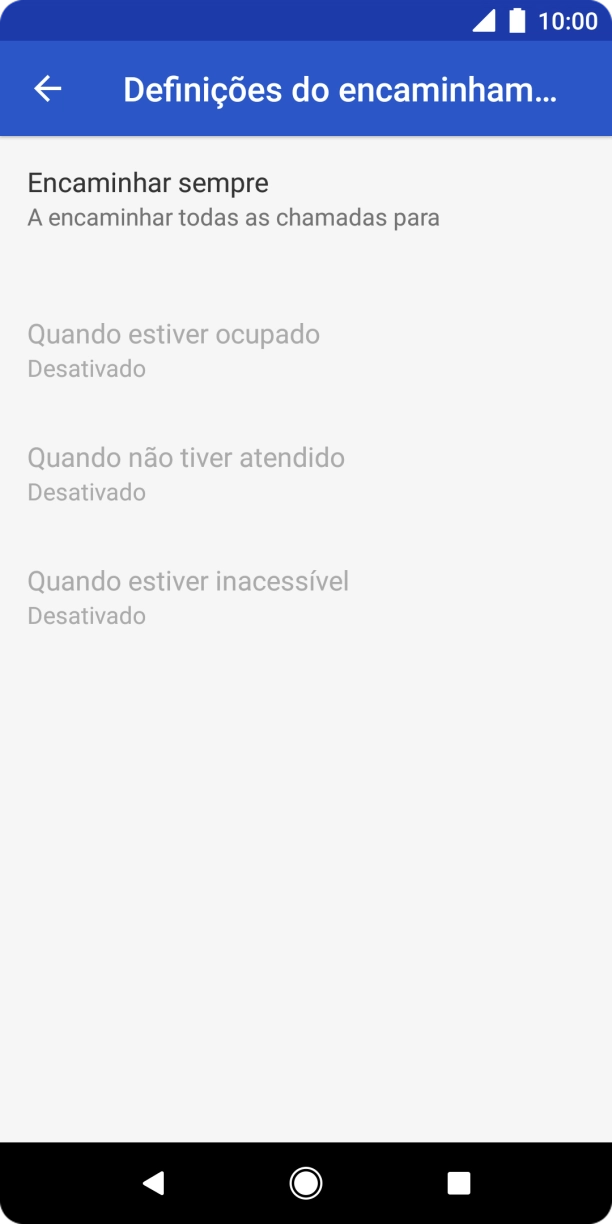 Prima o tipo de desvio pretendido.