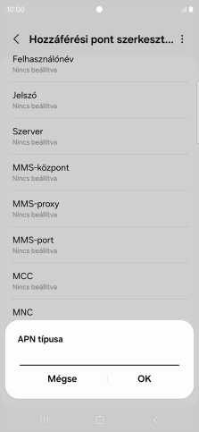 Írd be azt, hogy mms, és válaszd az OK lehetőséget.