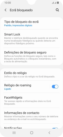 Prima Tipo de bloqueio do ecrã e introduza o código de bloqueio do telefone atual.