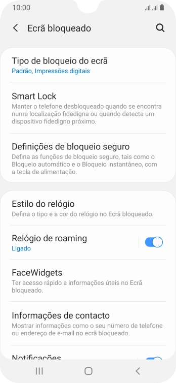 Prima Tipo de bloqueio do ecrã e introduza o código de bloqueio do telefone atual.