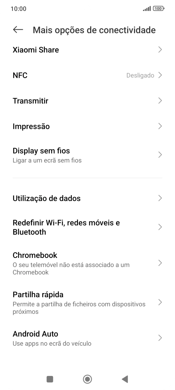 Prima Redefinir Wi-Fi, redes móveis e Bluetooth.