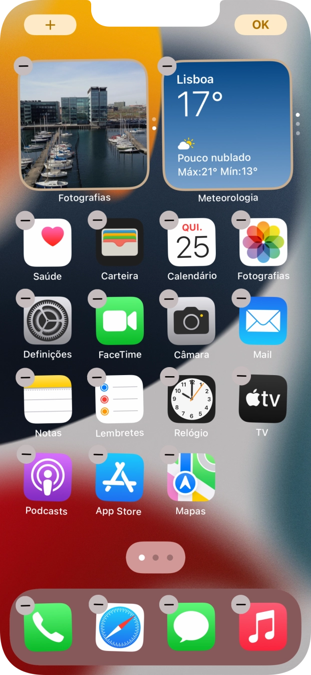 Prima o ícone de páginas do ecrã inicial.