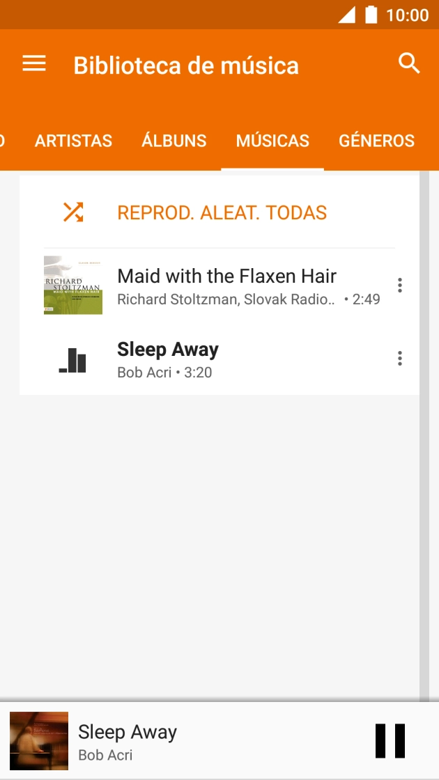 Prima o título da música na parte inferior do ecrã.