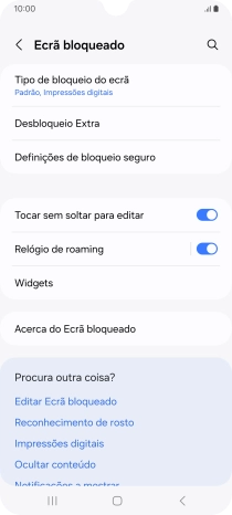 Prima Tipo de bloqueio do ecrã e introduza o código adicional de bloqueio do telefone que criou anteriormente.