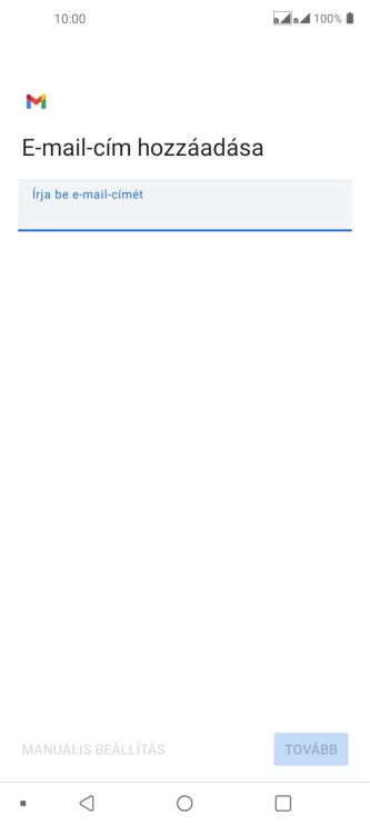 Kattints az „Írja be e-mail-címét” alatti mezőre, és írd be az e-mail címedet.