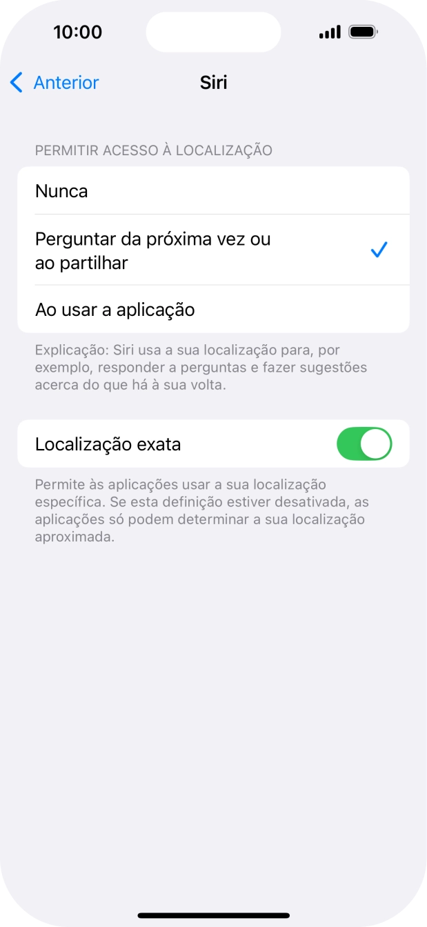 Prima a definição pretendida para ativar ou desativar a função.