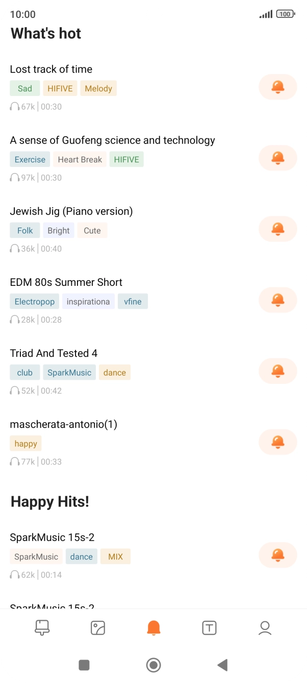 Prima os tons de toque pretendidos para os ouvir.