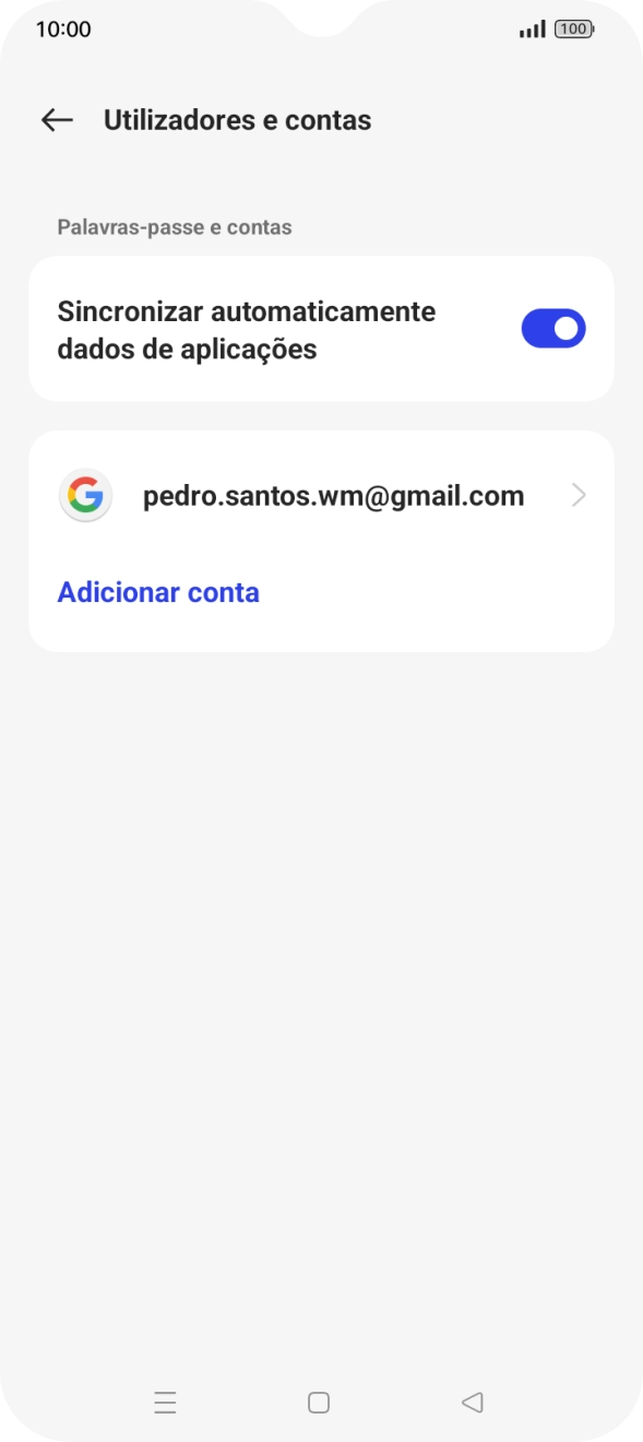 Prima Adicionar conta.