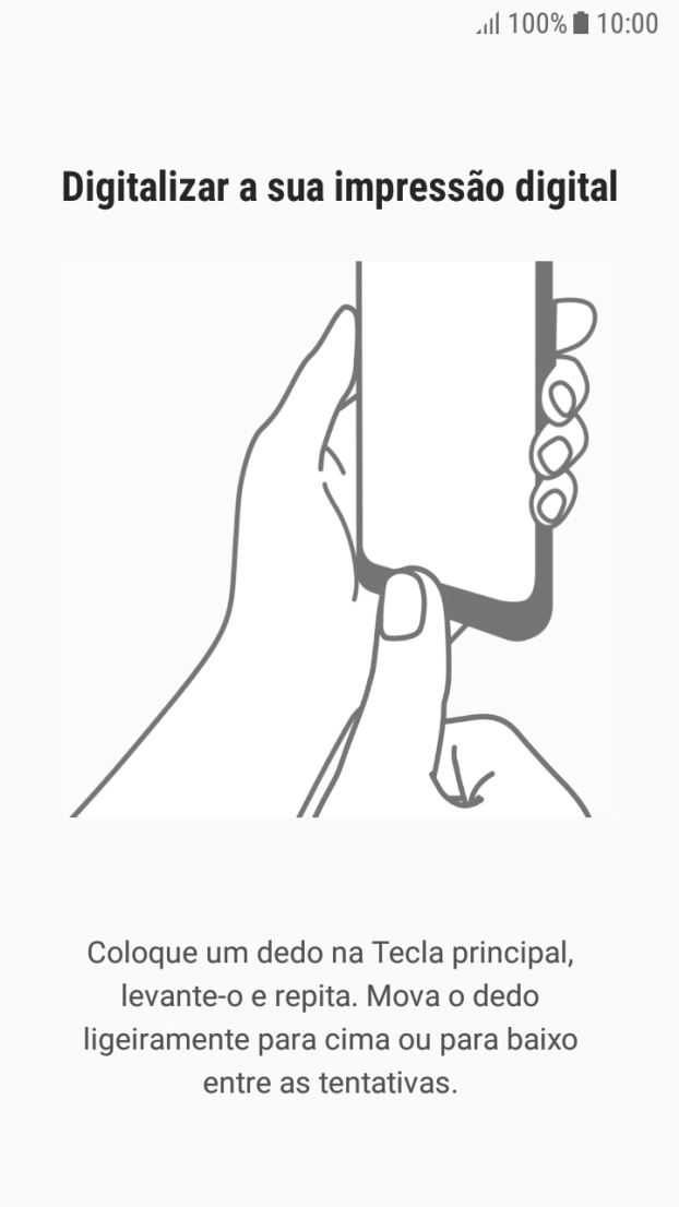 Siga as indicações no ecrã para definir a impressão digital como código de bloqueio.