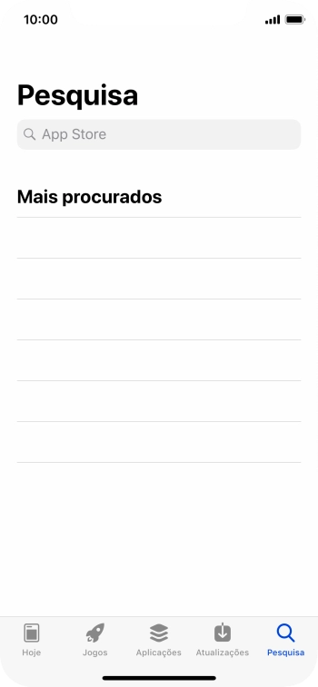 Prima o campo de pesquisa e introduza o nome ou categoria da app pretendida.