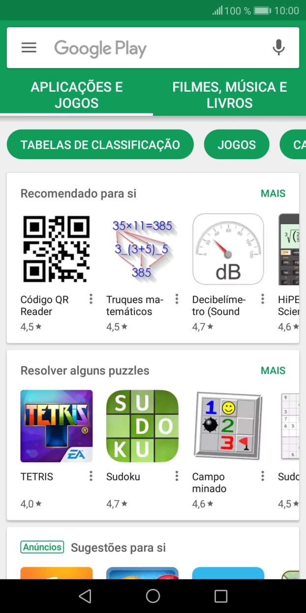 Deslize o dedo sobre o ecrã da esquerda para a direita.