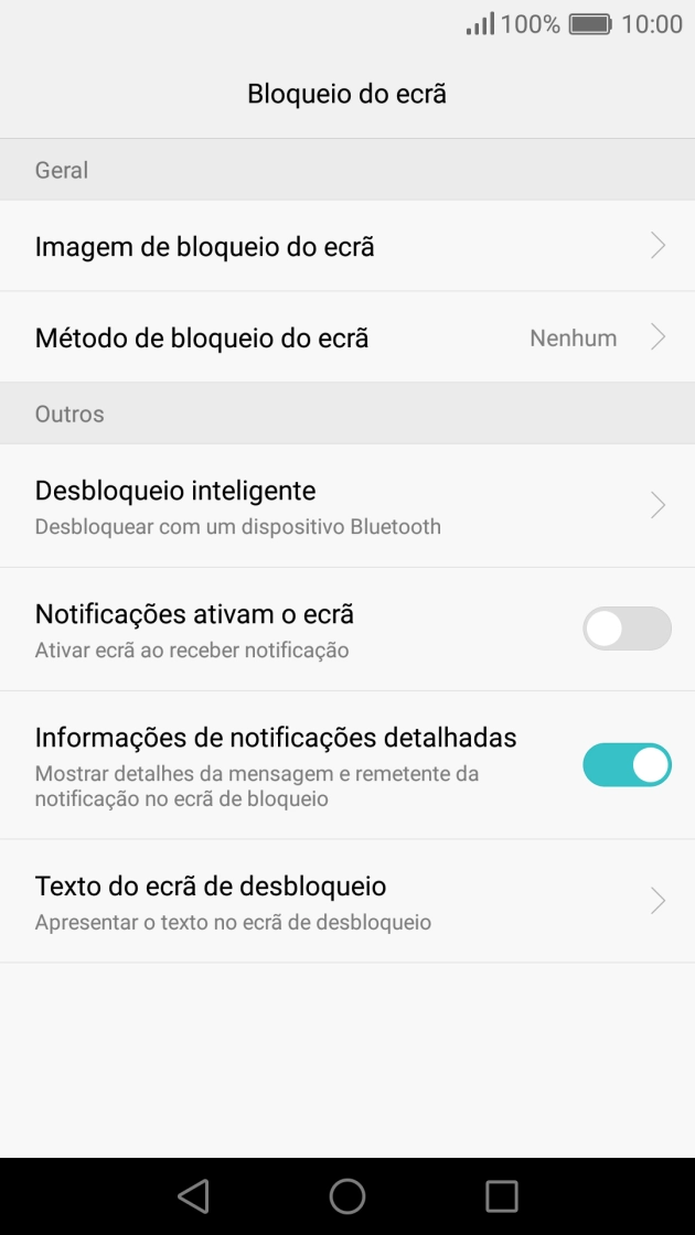 Prima Método de bloqueio do ecrã e introduza o código de bloqueio do telefone atual.