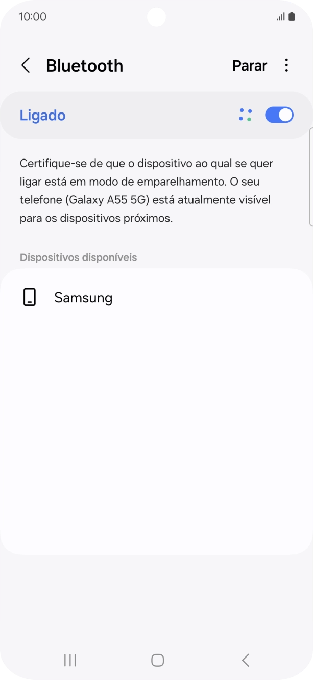 Prima o dispositivo Bluetooth pretendido e siga as indicações no ecrã para emparelhar o dispositivo pretendido com o telefone.