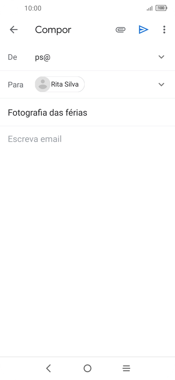 Prima o campo de escrita e escreva o texto do e-mail.