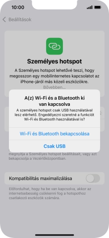 Amennyiben ki van kapcsolva a Wi-Fi, válaszd a Wi-Fi és Bluetooth bekapcsolása lehetőséget.