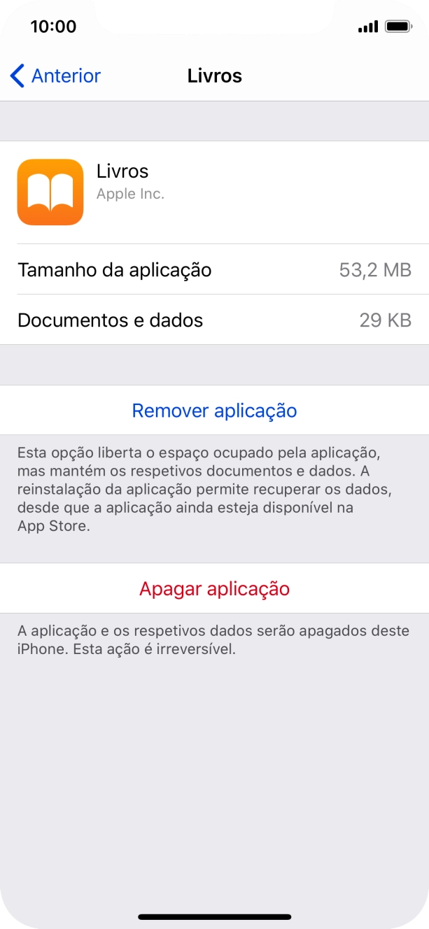Prima Remover aplicação.