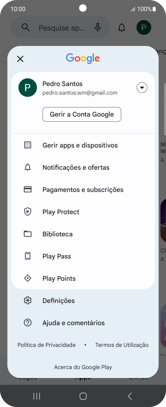 Prima Gerir apps e dispositivos.