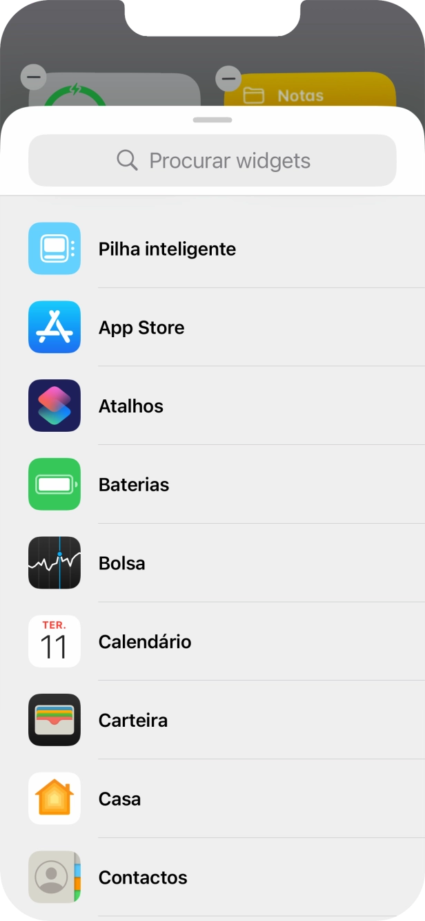 Prima o widget pretendido.