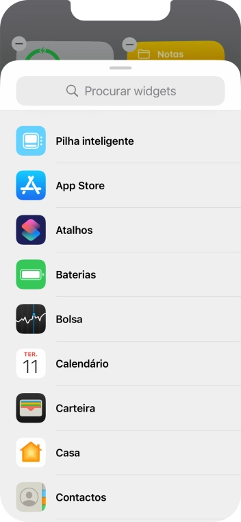 Prima o widget pretendido.