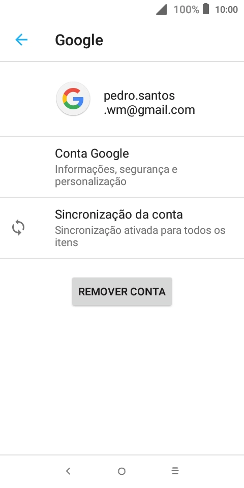 Prima Sincronização da conta.