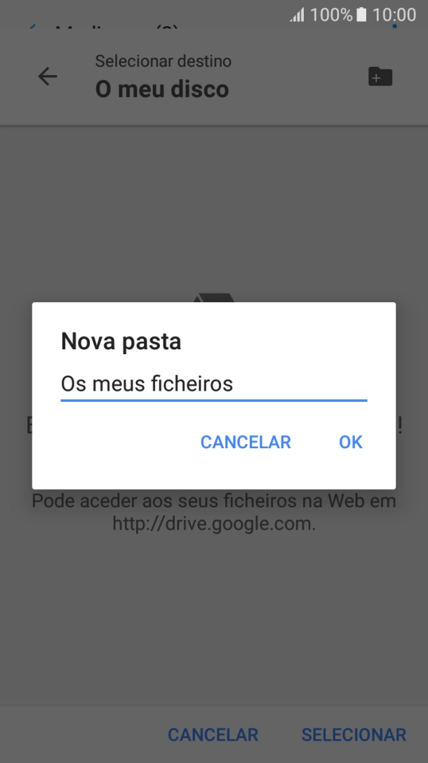 Introduza o nome pretendido para a pasta e prima OK.