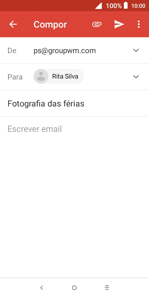 Prima o campo de escrita e escreva o texto do e-mail.