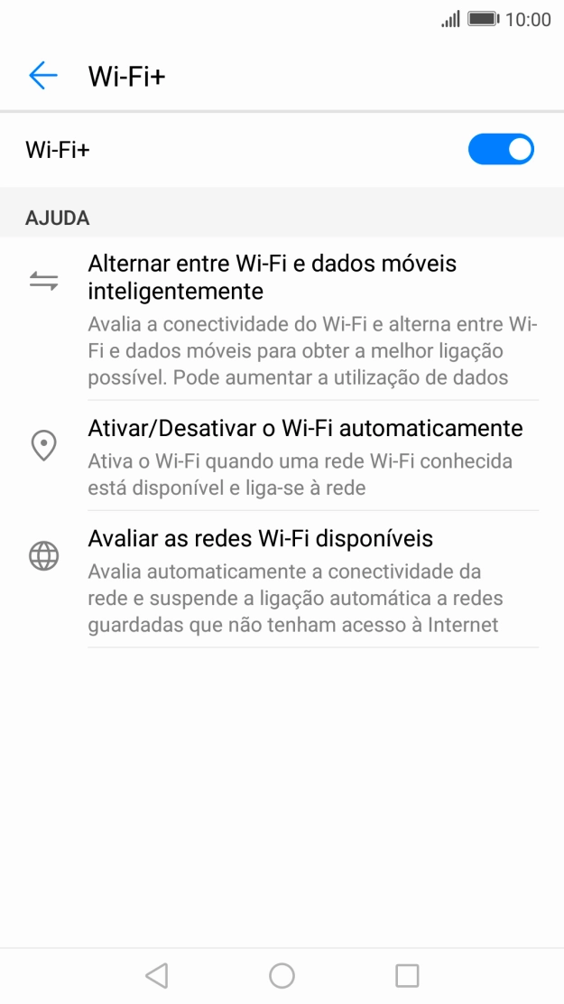 Prima o indicador para ativar ou desativar a função.