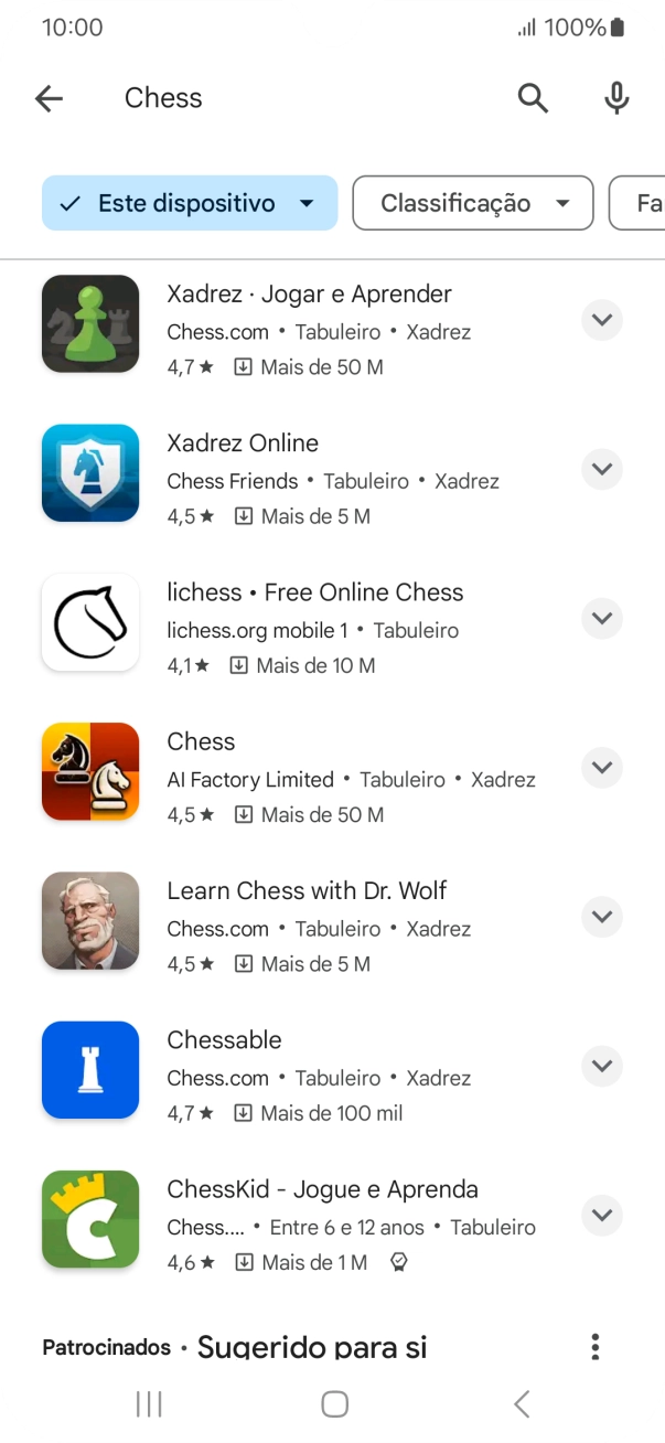 Prima a app pretendida.