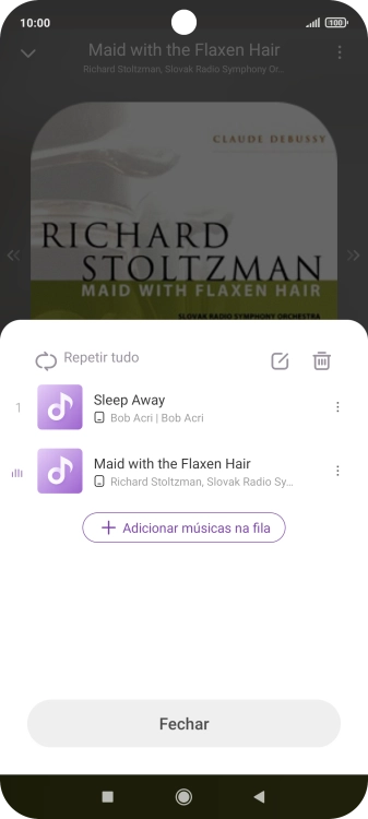 Prima o ícone de lista de reprodução.