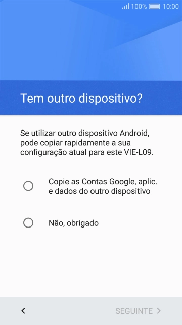 É possível transferir conteúdo de outro telefone quando o telefone for ativado antes da primeira utilização e quando o telefone tiver sido reiniciado. Quando esta imagem for mostrada no ecrã, o telefone está pronto para transferir conteúdo de outro telefone.