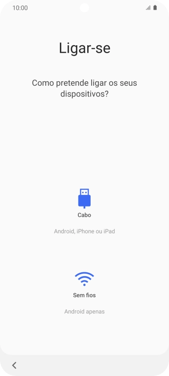 Prima o método de transferência pretendido e siga as indicações no ecrã para transferir conteúdo de outro telefone.