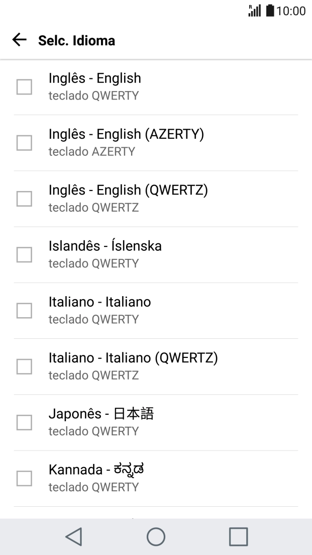 Prima o idioma pretendido para o adicionar.