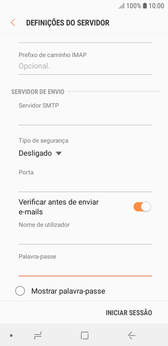 Prima INICIAR SESSÃO.